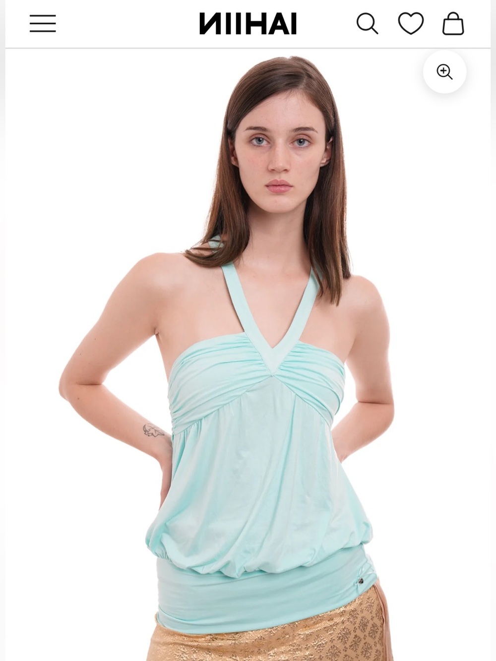 Light Aqua Halter Bubble Hem Tank Top